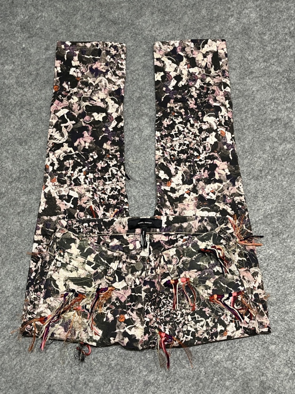 Isabel Marant Floral Patterned Fringe Threaded Jeans